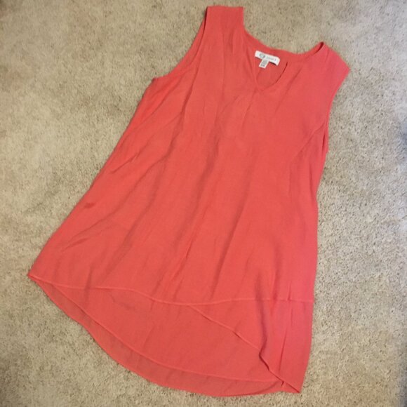 Christina B Flowy Coral Pink Coastal Sleeveless Layered Tunic Top - Picture 8 of 13